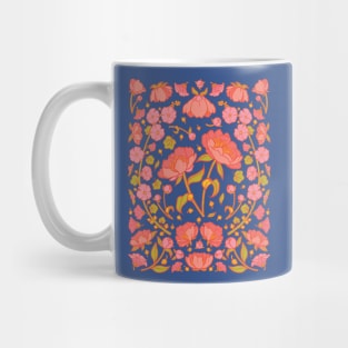 Peonies and Hollyhocks Folk Floral Mug